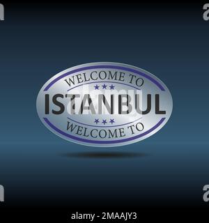 Welcome to Istanbul vector stamp logo sign badge isolated background Stock Vector