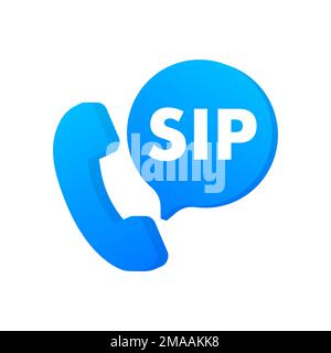 Sip call icon, sign, label. Vector stock illustration Stock Vector