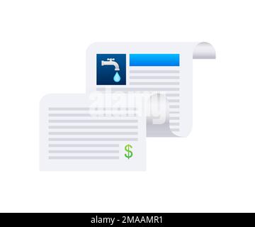 Water utility bill icon. Vector stock illustration. Stock Vector