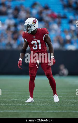 Arizona Cardinals safety Chris Banjo (31) wears a Nigeria flag