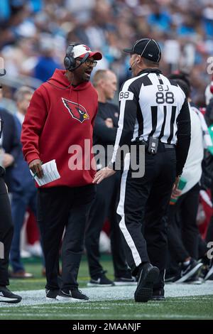 NFL back judge Brad Freeman stands on the field during an NFL