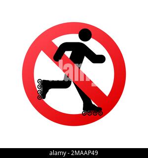 No roller skates sign, label. Warning icon. Vector stock illustration Stock Vector