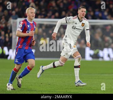 London ENGLAND - January 18: Manchester United's Wout Weghorst (on loan from Burnley) during English Premier League soccer match between Crystal Palac Stock Photo