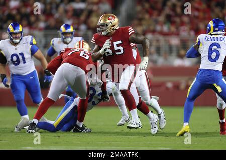 San Francisco 49ers guard Aaron Banks (65) against the Los Angeles