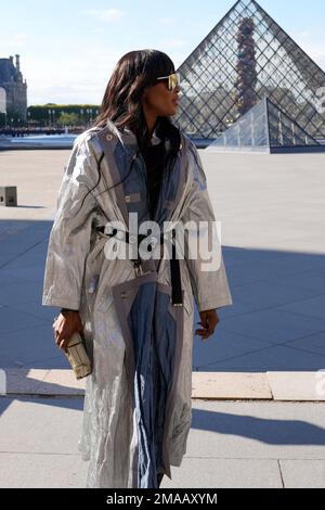 Naomi Campbell arrives for the Louis Vuitton ready-to-wear Spring