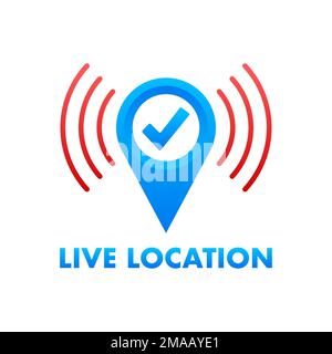 Live location. Pin location. Tracking position. Vector stock illustration. Stock Vector