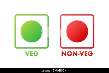 Veg and non-veg minimal sign, label. Veg food icon. Vector stock illustration. Stock Vector
