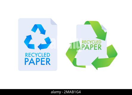 Paper recycling sign, label. Ecological paper recycling Vector stock illustration Stock Vector