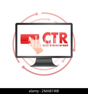 CTR - Click through rate sign, label. Hand Click. Vector stock illustration Stock Vector