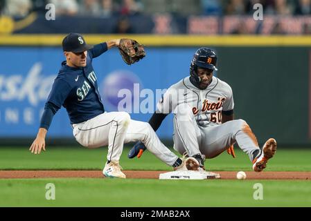 Pittsburgh Pirates' Carlos Santana plays during a baseball game, Wednesday,  May 17, 2023, in Detroit. (AP Photo/Carlos Osorio Stock Photo - Alamy