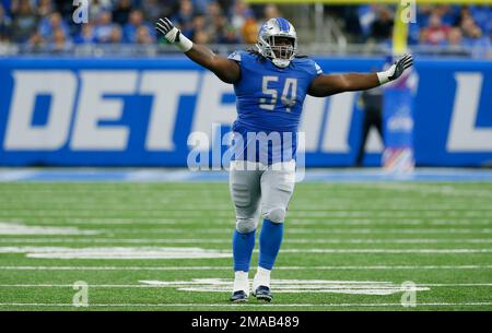 Detroit Lions defensive tackle Alim McNeill (54) walks off the field after  an NFL football game