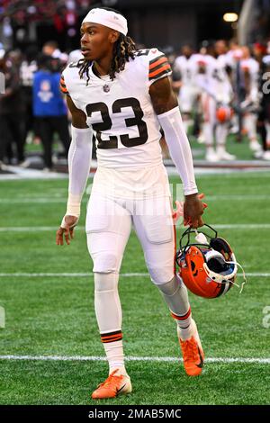 Cleveland Browns cornerback Martin Emerson Jr. (23) is shown during an NFL  football game against the Atlanta Falcons, Sunday, Oct. 2, 2022, in  Atlanta. (AP Photo/John Amis Stock Photo - Alamy