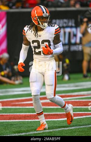 Cleveland Browns cornerback Martin Emerson Jr. (23) on defense during an  NFL football game against the Carolina Panthers, Sunday, Sep. 11, 2022, in  Charlotte, N.C. (AP Photo/Brian Westerholt Stock Photo - Alamy