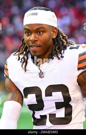 Cleveland Browns cornerback Martin Emerson Jr. looks on during the NFL  football team's training camp, Thursday, July 28, 2022, in Berea, Ohio. (AP  Photo/Nick Cammett Stock Photo - Alamy