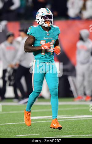 Miami Dolphins wide receiver Trent Sherfield (14) runs a play during an NFL  football game against the Philadelphia Eagles, Saturday, Aug. 27, 2022, in  Miami Gardens, Fla. (AP Photo/Doug Murray Stock Photo - Alamy