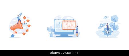 PR and marketing campaign, Website analysis, Ecology protection, set flat vector modern illustration Stock Vector