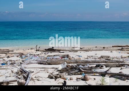 The sad truth of how plastic ends up on the worlds beaches after being thrown away. Stock Photo