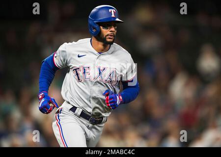 Houston, United States. 14th Apr, 2023. Texas Rangers center fielder Leody  Taveras (3) during the MLB game between the Texas Ranges and the Houston  Astros on Friday, April 14, 2023 at Minute