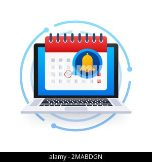 Enable reminder notification on laptop screen. Email notification. Message alert. Vector stock illustration. Stock Vector