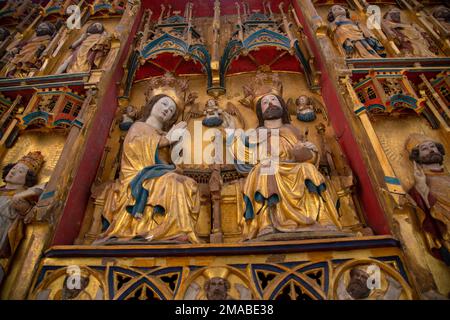 03.06.2016, Germany, Mecklenburg-Western Pomerania, Malchin - Mary's altar from the 15th century in the evangelic St. Johanniskirche Malchin. 00A16060 Stock Photo