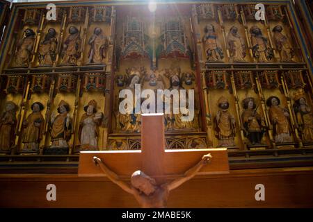 03.06.2016, Germany, Mecklenburg-Western Pomerania, Malchin - Mary's altar from the 15th century in the evangelic St. Johanniskirche Malchin. 00A16060 Stock Photo