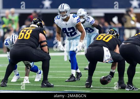 Arlington, Texas, USA. 11th Dec, 2022. On 4th and 3, Dallas Cowboys  defensive tackle NEVILLE GALLIMORE (96) and Dallas Cowboys linebacker  ANTHONY BARR (42) combine to stop Houston Texans quarterback JEFF DRISKEL (