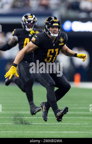 Washington Commanders linebacker David Mayo (51) reacts after a play in the  second half of an