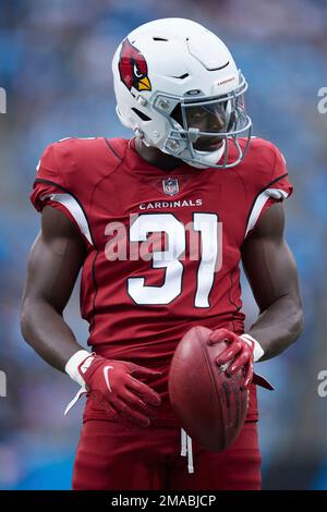 Arizona Cardinals safety Chris Banjo (31) wears a Nigeria flag