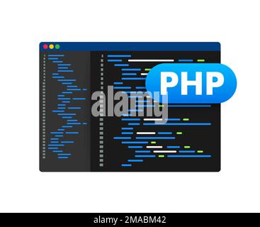 PHP programming language. Website Development, coding. Vector stock illustration. Stock Vector