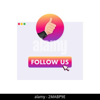 Follow us. Hand click icon. Finger click icon. stock illustration Stock Vector