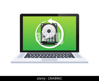 Data Backup. Database restore. Data recovery. Vector stock illustration. Stock Vector