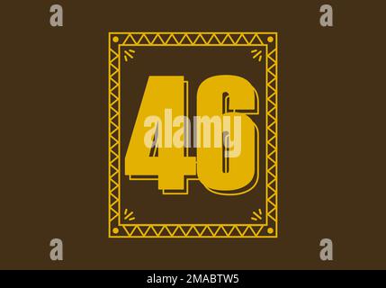 Number 46 in retro rectangle frame design Stock Vector