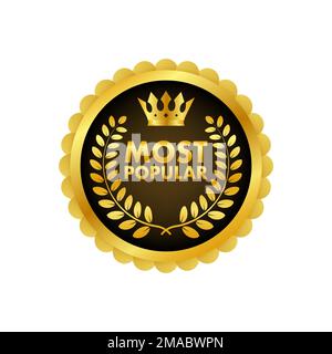 Most popular badge, ribbon isolated on white background, sticker, label. Vector illustration. Stock Vector