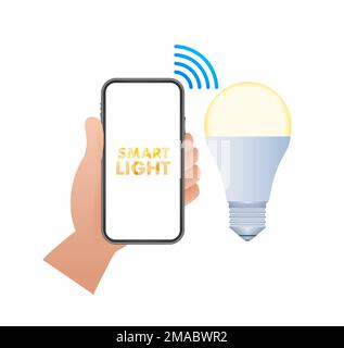 Light bulb. Smart light icon. Wireless communication technology. Vector stock illustration. Stock Vector