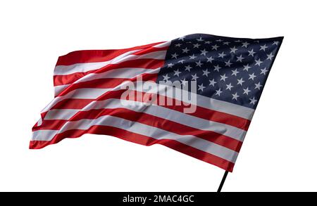 American flag waving isolated on white Stock Photo - Alamy
