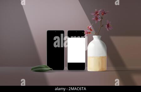 mockup from Samsung phons and devices with frame and background Stock Photo