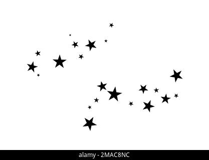 Fireworks star random source stream.  Falling Star. Stars on a white background. Stock Vector