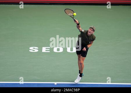 Denis Shapovalov Of Canada Serves To Jenson Brooksby Of The United ...