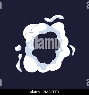 Abstract steam cloud puffs silhouette. Cartoon explosion animated shot, explode clouds frames. . Isolated vector illustration Stock Vector