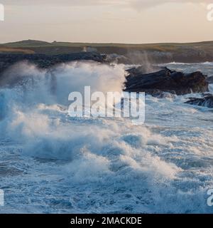 Waves crashing against the rocks Stock Photo