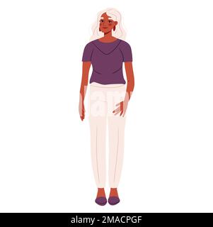 Woman wearing casual fashion clothes. Female in trendy spring apparel. Female in modern pants, cardigan. Flat vector illustrations Stock Vector