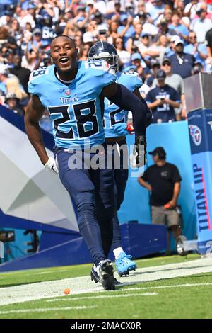 Tennessee Titans safety Joshua Kalu (28) heads to the field before an NFL  football game against the Jacksonville Jaguars, Saturday, Jan. 7, 2023, in  Jacksonville, Fla. (AP Photo/Phelan M. Ebenhack Stock Photo - Alamy