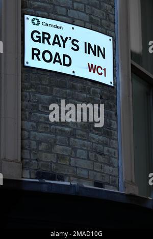 Street sign for Gray's Inn Road, London WC1, England. Stock Photo