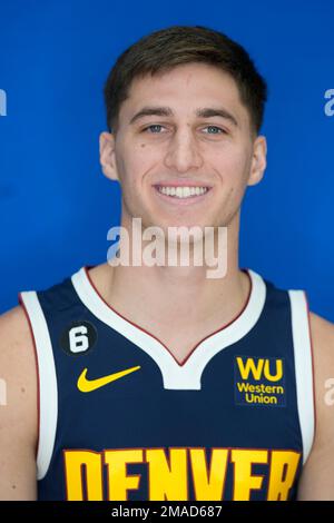 Denver Nuggets guard Collin Gillespie (21) as players take part in