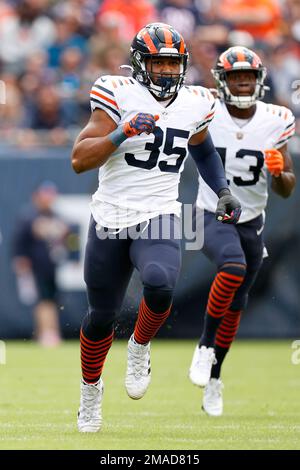 Chicago Bears fullback Khari Blasingame (35) walks off the field after an NFL  football game against the Houston Texans, Sunday, Sept. 25, 2022, in Chicago.  (AP Photo/Kamil Krzaczynski Stock Photo - Alamy