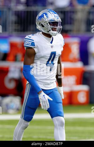 Detroit Lions wide receiver DJ Chark (4) warms up prior to an NFL football  game against the Minnesota Vikings, Sunday, Sept. 25, 2022 in Minneapolis.  (AP Photo/Stacy Bengs Stock Photo - Alamy