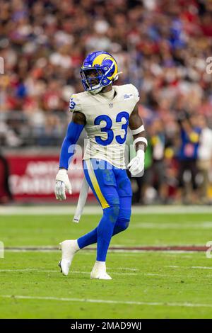 Safety (33) Nick Scott of the Los Angeles Rams against the San Francisco  49ers in an NFL football game, Monday, Oct. 3, 2022, in Santa Clara, Calif.  49ers won 24-9. (AP Photo/Jeff