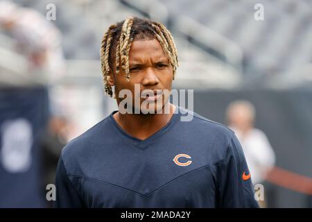 Chicago Bears cornerback Lamar Jackson (23) walks off the field after an  NFL football game against the Houston Texans, Sunday, Sept. 25, 2022, in  Chicago. (AP Photo/Kamil Krzaczynski Stock Photo - Alamy