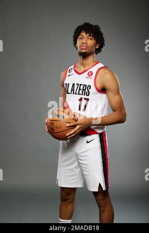 Portland Trail Blazers guard Shaedon Sharpe poses for a portrait during ...