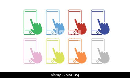 Smartphone flat Illustration. Vector isolated flat editable illustration of a smartphone device and a hand Stock Vector
